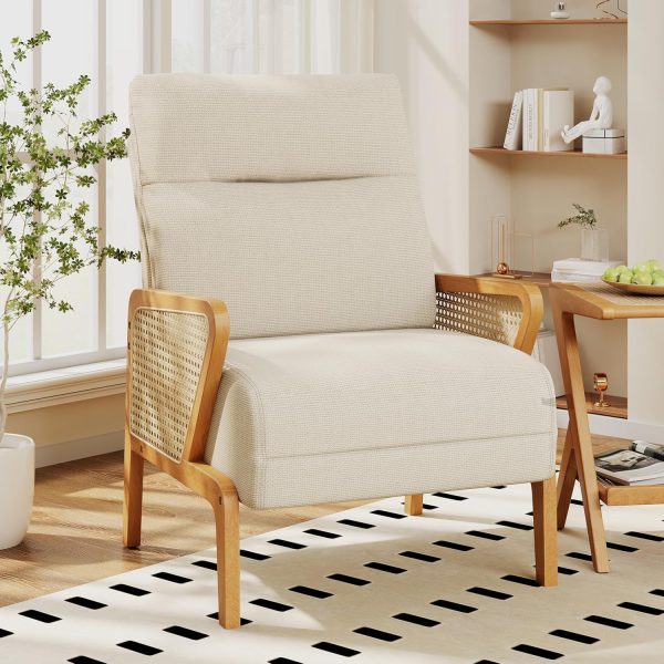 Upholstered Rattan Accent Chair
